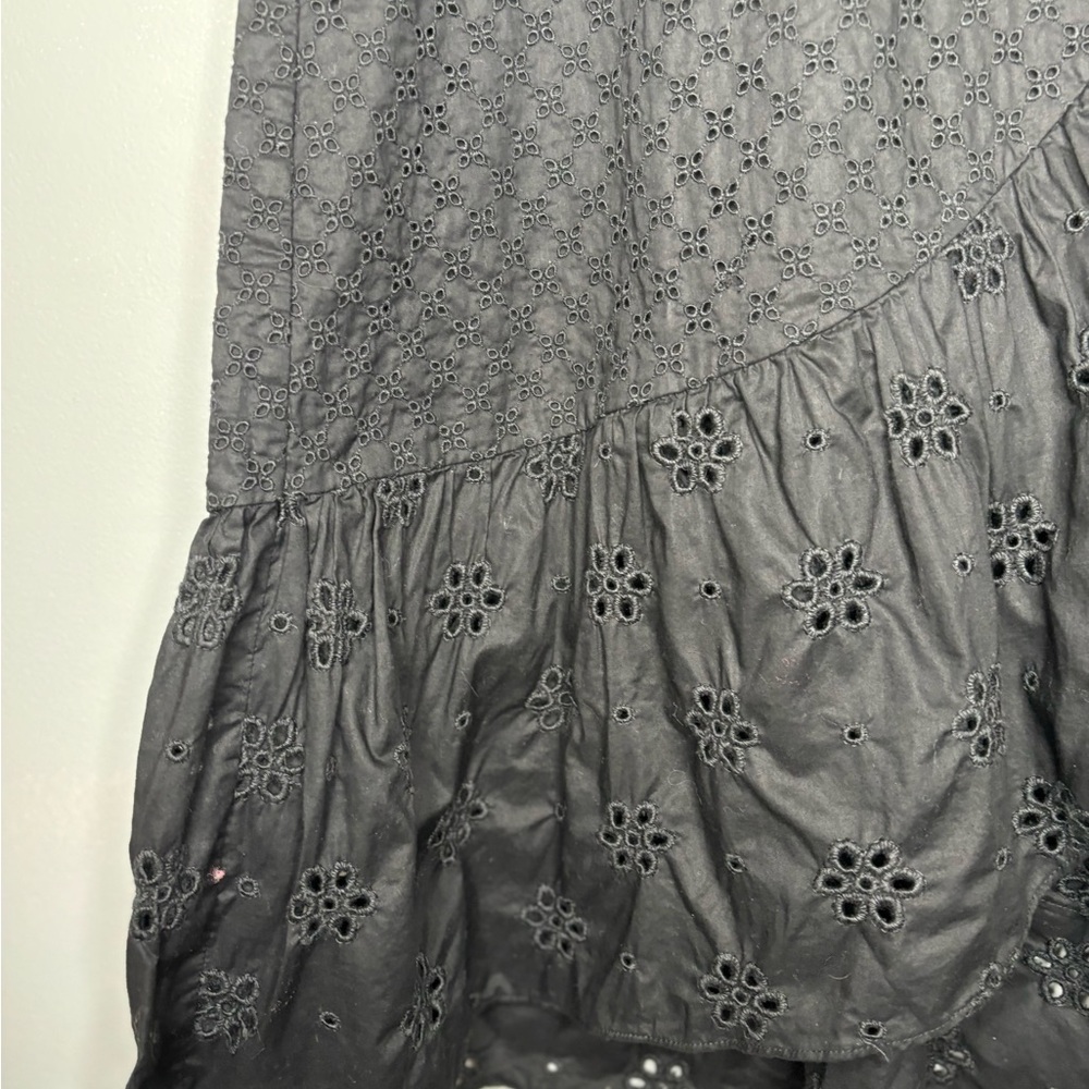 LOFT Women’s black cotton eyelet skirt cottage witchy fairy goth fitted layers - Picture 3 of 8